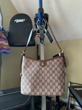 Monogram Brown Coated Canvas Shoulder Bag New with Tag